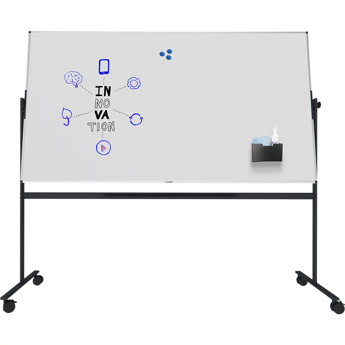 Stativ-Drehtafel Legamaster UNITE, magnetisch, drehbar um 360°, B 2200 x T 12,6 x H 1200 mm, lackierter Stahl, weiß